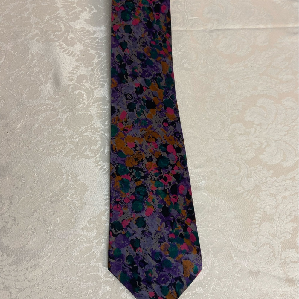 Vintage Sinsabang Men’s Tie Woven 100% Silk Abstract Watercolor